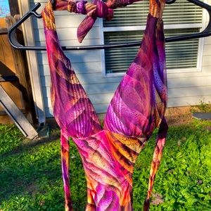 Sexy Purple/Orange Patterned One Piece Swimsuit